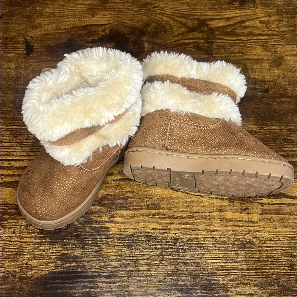 Brown and Cream Ankle Boots with Plush Lining